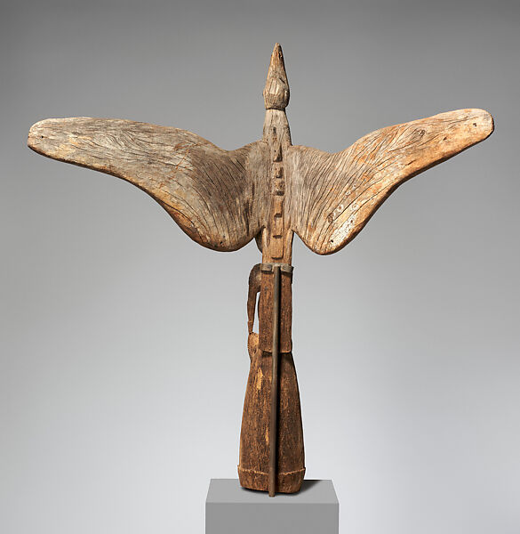 Finial for a Ceremonial House, Wood, cowrie shells, paint, Sawos people