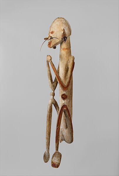 Ancestor Figure, Wood, paint, fiber, pig tusk, cassowary quills, Asmat people 