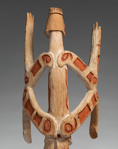 Double ancestor figure, Asmat artist(s), Wood, paint, fiber, Asmat people
