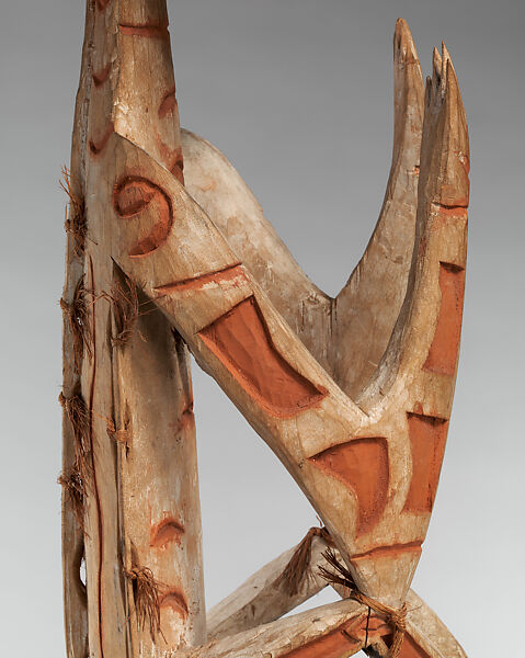 Double ancestor figure, Asmat artist(s), Wood, paint, fiber, Asmat people