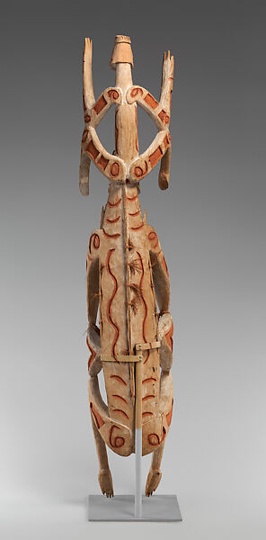 Double ancestor figure, Asmat artist(s), Wood, paint, fiber, Asmat people