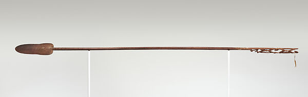 Paddle, Wood, paint, fiber, cassowary quills, seeds, feathers, Asmat people