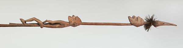 Paddle, Vaman, Wood, cassowary feathers, fiber, paint, Asmat people