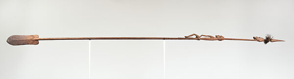 Paddle, Vaman, Wood, cassowary feathers, fiber, paint, Asmat people