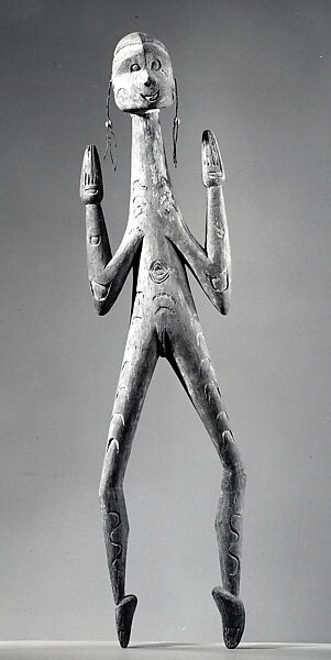 Figure, Wood, paint, fiber, seeds, Asmat people 