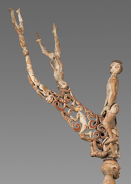 bisj (ancestor pole), Asmat artist(s), Wood, paint, fiber, sago palm leaves, Asmat people