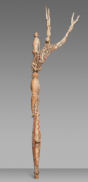 Bis Pole, Wood, paint, fiber, Asmat people