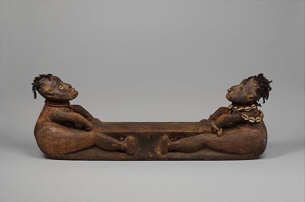 Headrest (Amba Ragat), Sekatbente, Wood, shell, hair, fiber, paint, Iatmul people 