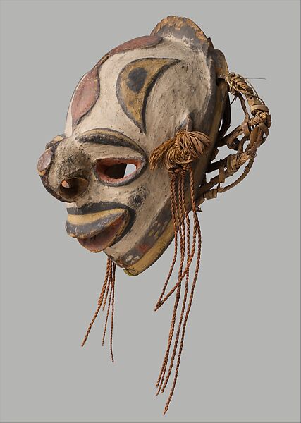 Mask, Wood, paint, plant fiber, feather, shell, Biwat people