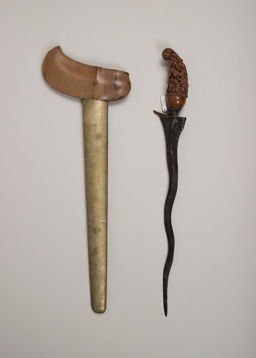 Kris with Sheath, Wood, brass, Javanese 