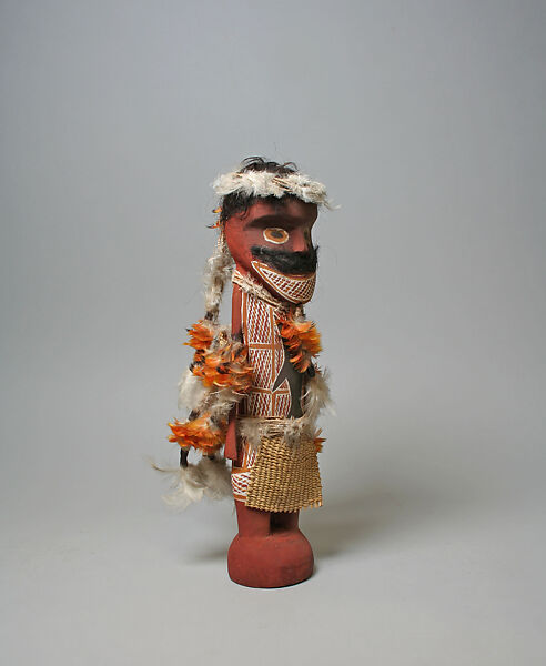 Figure, Wood, paint, feathers, fiber, Murngin 