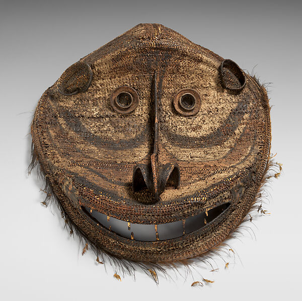 Gable Mask, Fiber, paint, feathers, bambo, wood, Krosmeri River 