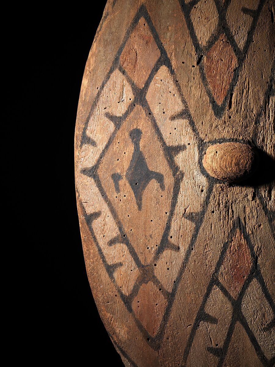 Rainforest shield, Aboriginal artist, Wood, natural pigment, Northeastern Queensland