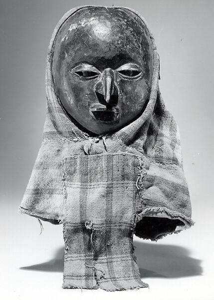 Mask with Cowl, Wood, cotton cloth, Yoruba peoples 