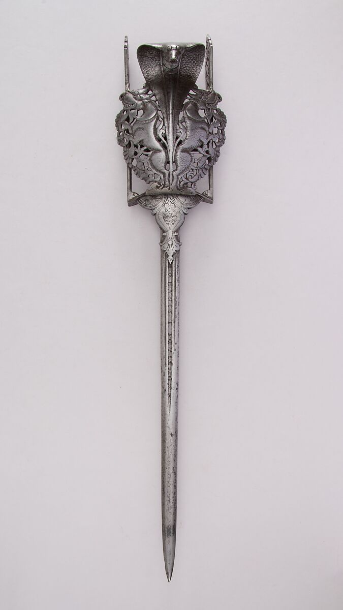 Guarded Dagger (Katar), Steel, Indian, Thanjavur; blade, European