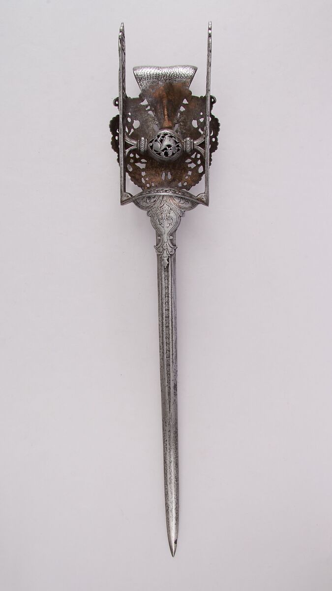 Guarded Dagger (Katar), Steel, Indian, Thanjavur; blade, European