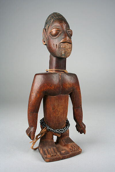 Twin Figure: Male (Ibeji), Wood, beads, indigo, Ewe peoples, Egun or Aja group 