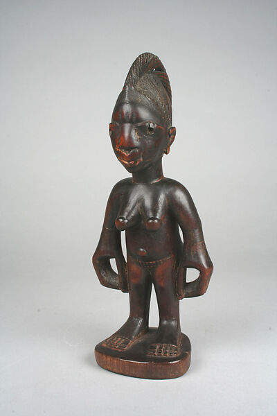 Twin Figure (Ibeji), Workshop of Adugbologe, Wood, blueing, Yoruba peoples, Egbado or Egba group 