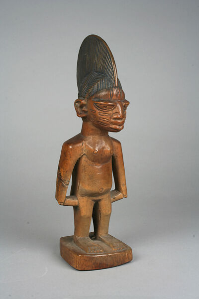 Twin Figure (Ibeji), Workshop of Adugbologe, Wood, blueing, Yoruba peoples, Egbado or Egba group 