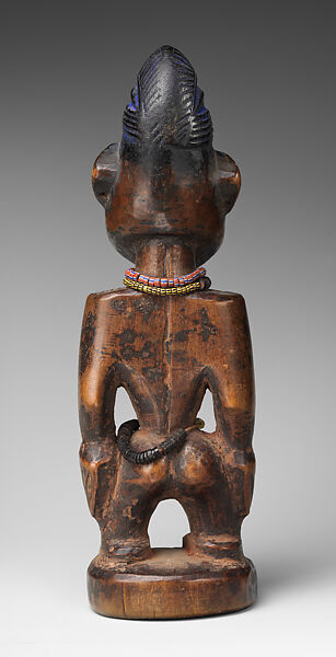 Twin Figure: Male (Ibeji), Yoruba artist, Wood, nails, beads, camwood powder, blueing, Yoruba peoples