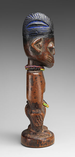 Twin Figure: Male (Ibeji), Yoruba artist, Wood, nails, beads, camwood powder, blueing, Yoruba peoples