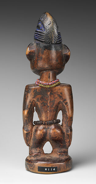 Twin Figure: Male (Ibeji), Yoruba artist, Wood, nails, beads, camwood powder, blueing, Yoruba peoples