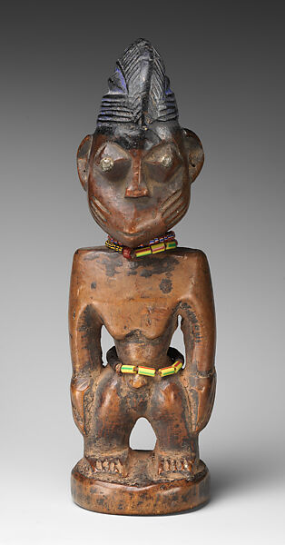 Twin Figure: Male (Ibeji), Wood, nails, beads, camwood powder, blueing, Yoruba peoples 