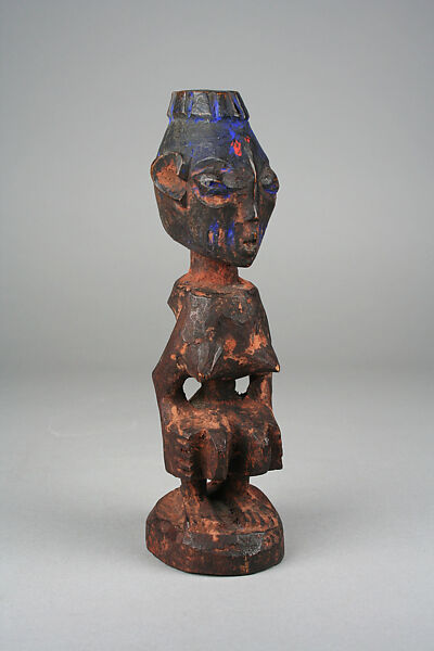 Twin Figure: Female (Ibeji), Wood, camwood powder, pigment, Yoruba peoples 