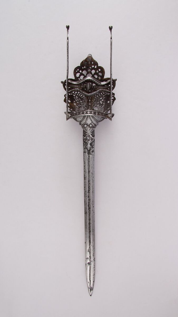 Guarded Dagger (Katar), Steel, Indian, Thanjavur; blade, European