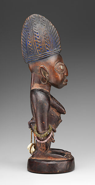 Twin Figure: Female (Ibeji), Yoruba artist, Wood, nails, camwood powder, Yoruba peoples