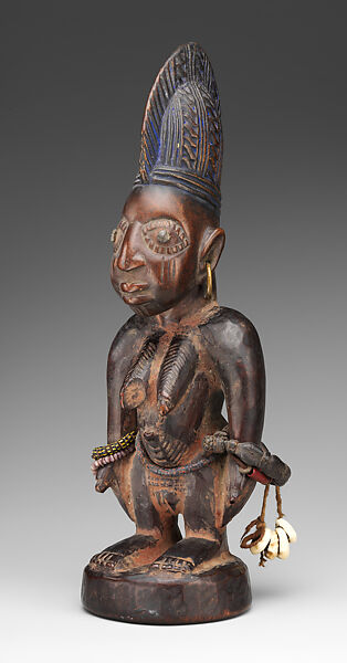 Twin Figure: Female (Ibeji), Yoruba artist, Wood, nails, camwood powder, Yoruba peoples