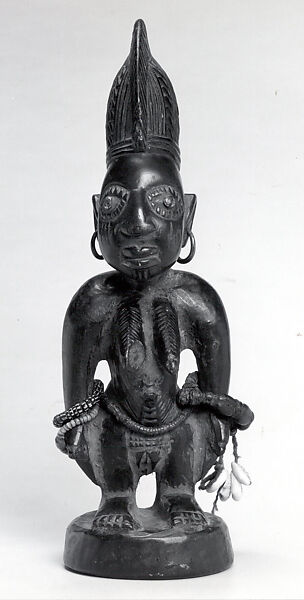 Twin Figure: Female (Ibeji), Yoruba artist, Wood, nails, camwood powder, Yoruba peoples