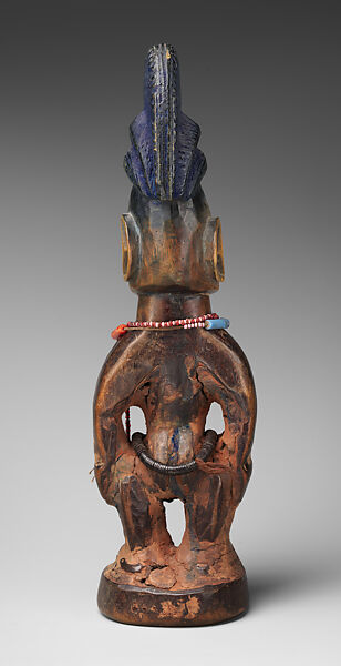 Twin Figure: Female (Ibeji), Yoruba artist, Wood, beads, metal, blueing, camwood powder, Yoruba peoples