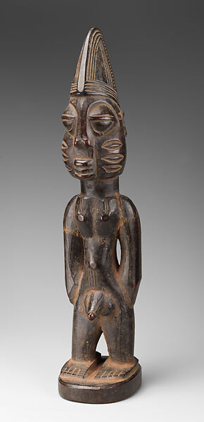 Twin Figure: Male (Ibeji), Yoruba artist, Wood, camwood powder, Yoruba peoples