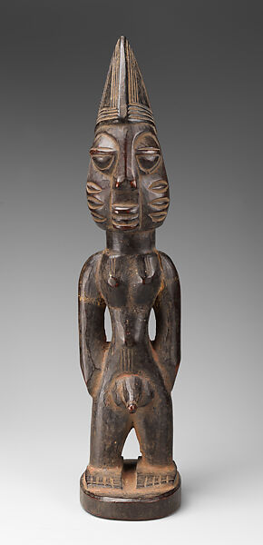 Twin Figure: Male (Ibeji), Wood, camwood powder, Yoruba peoples 