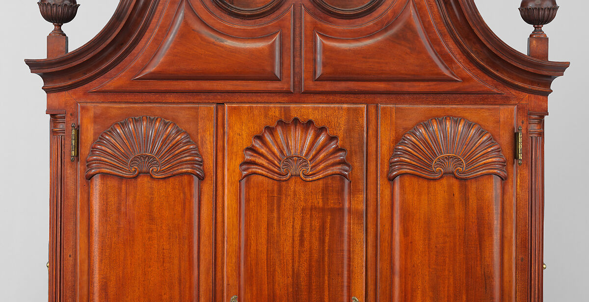 Desk and bookcase, Mahogany, chestnut, white pine, yellow pine, yellow poplar, cedar; brass, American