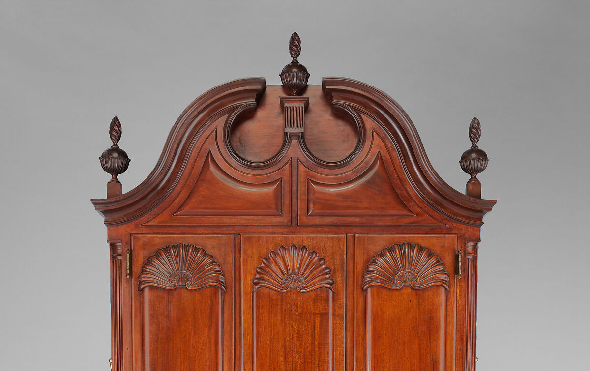 Desk and bookcase, Mahogany, chestnut, white pine, yellow pine, yellow poplar, cedar; brass, American