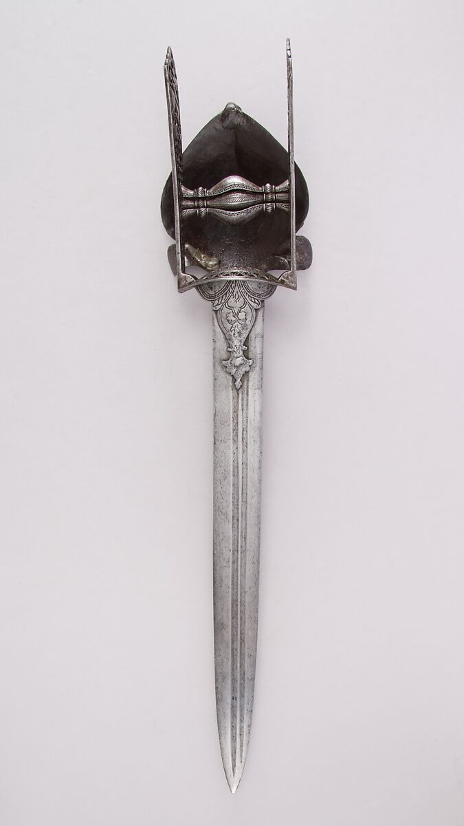 Guarded Dagger (Katar), Steel, Indian, Thanjavur; blade, European
