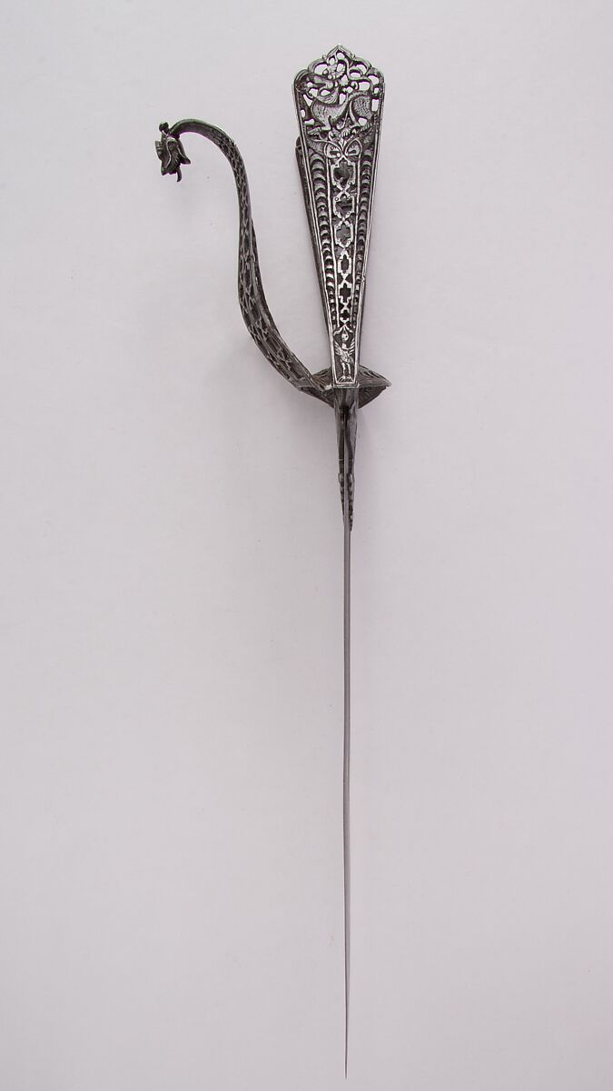 Guarded Dagger (Katar), Steel, Indian, Thanjavur; blade, European