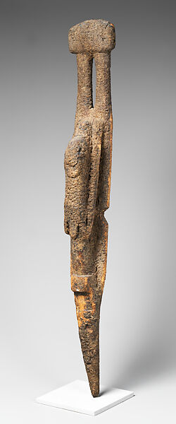 Double Plank Figure with Raised Arms, Wood, sacrificial materials, Dogon or Tellem  peoples (?)