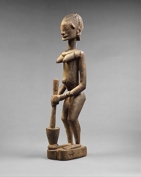 Figure: Female with Mortar and Pestle, Wood, iron, Dogon peoples