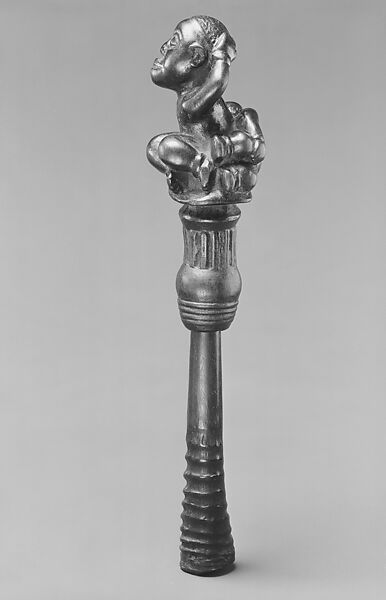Nsiba (whistle) for a hunter or diviner, Kongo artist, Wood, antelope horn, Kongo peoples