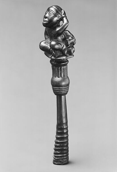 Whistle: Seated and Reclining Figures (Nsiba), Wood, antelope horn, Kongo peoples 