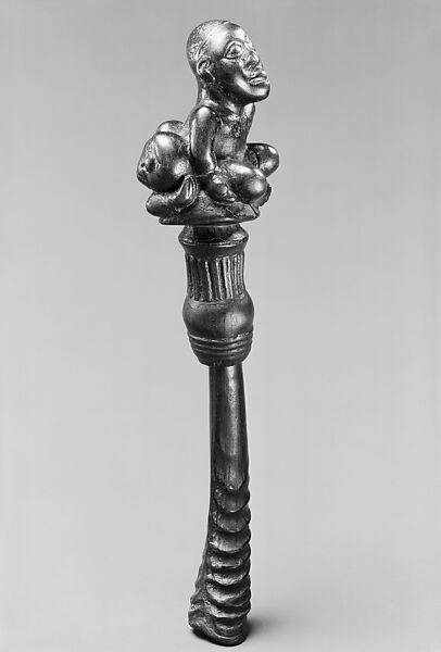 Nsiba (whistle) for a hunter or diviner, Kongo artist, Wood, antelope horn, Kongo peoples