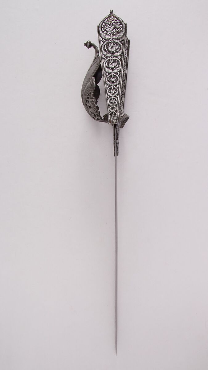Guarded Dagger (Katar), Steel, Indian, Thanjavur; blade, European