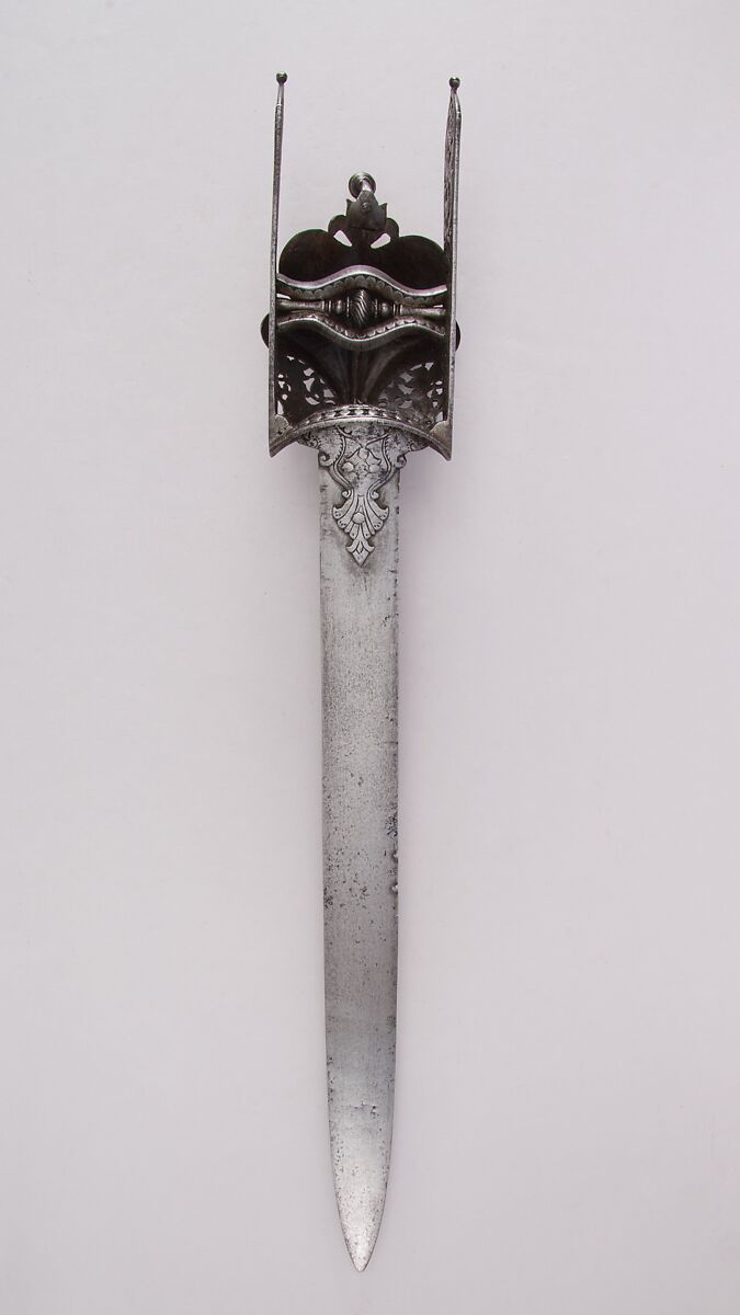 Guarded Dagger (Katar), Steel, Indian, Thanjavur; blade, European