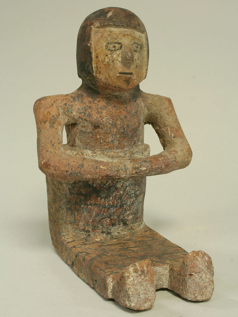 Ceramic Seated Female Figure, Ceramic, pigment, Carchi 