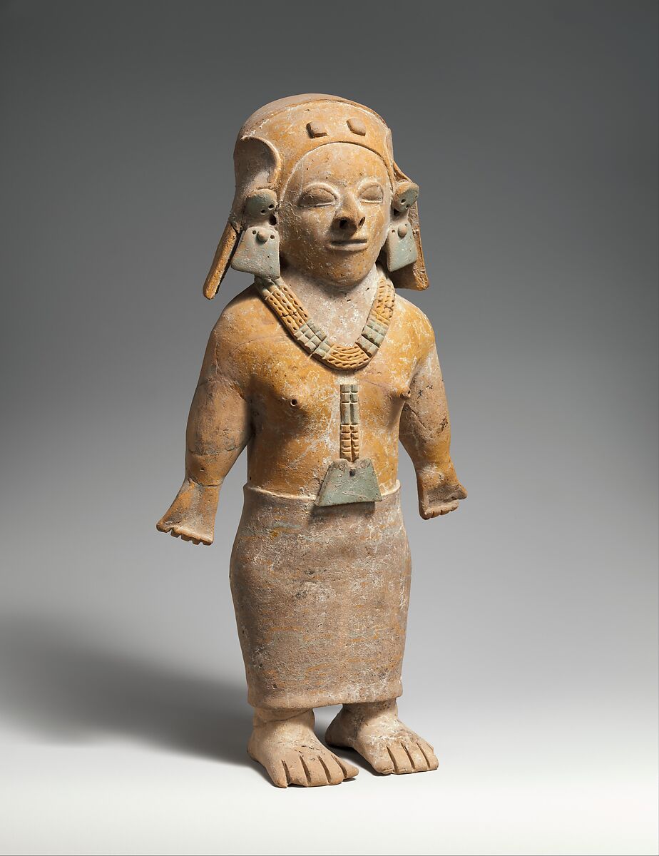 Standing figure, Jama-Coaque artist, Ceramic, post-fire paint, Jama-Coaque