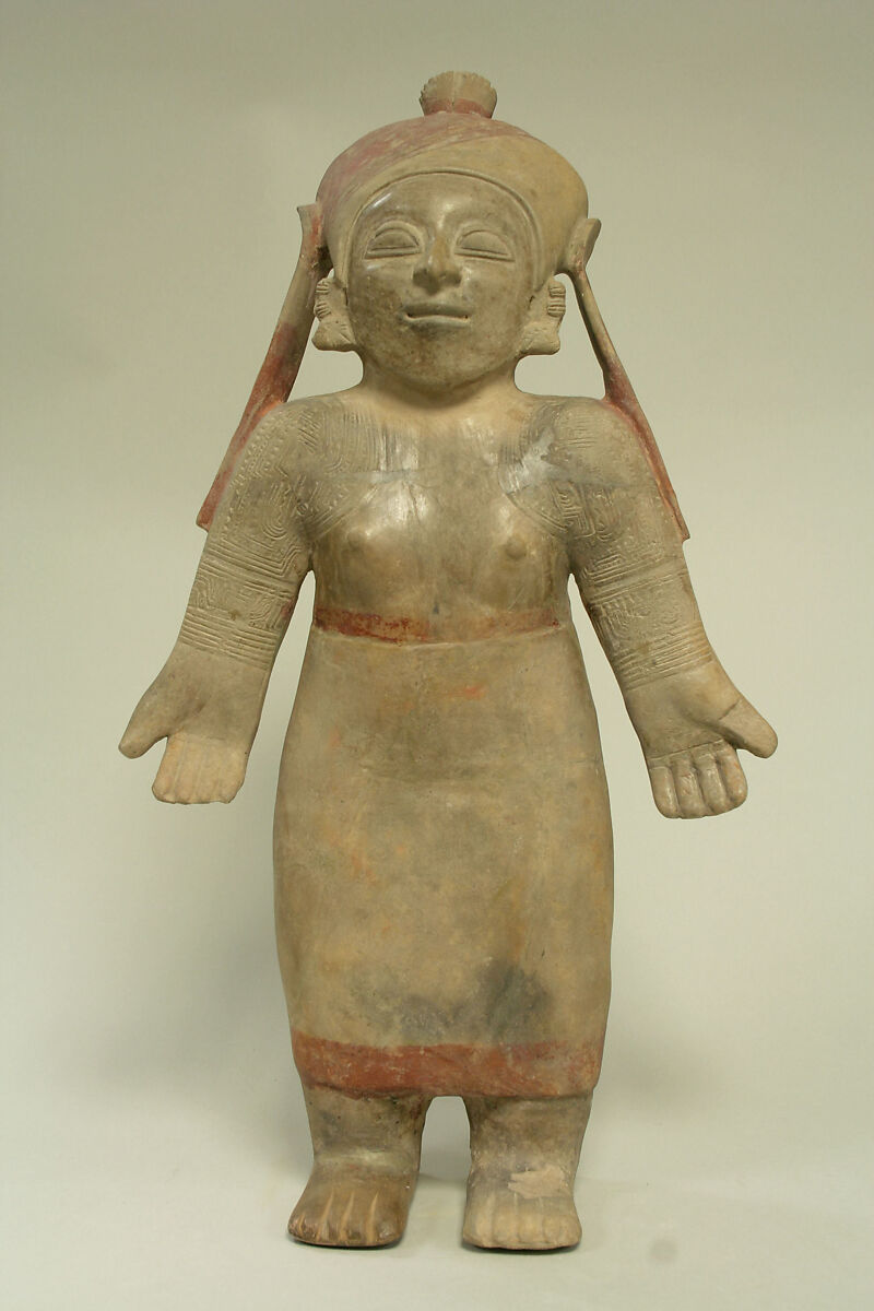 Standing Ceramic Female Figure, Ceramic, Jama-Coaque 