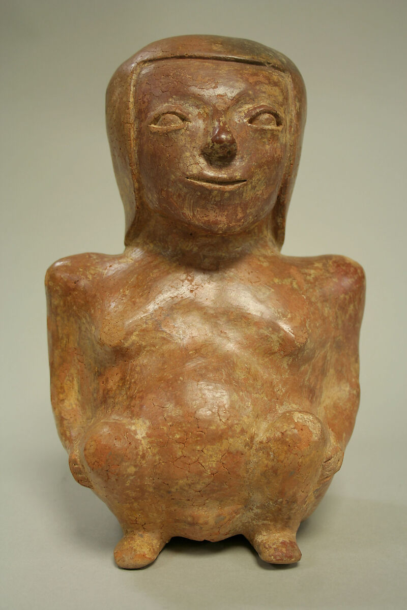 Ceramic Seated Female Figure, Ceramic, pigment, Carchi 